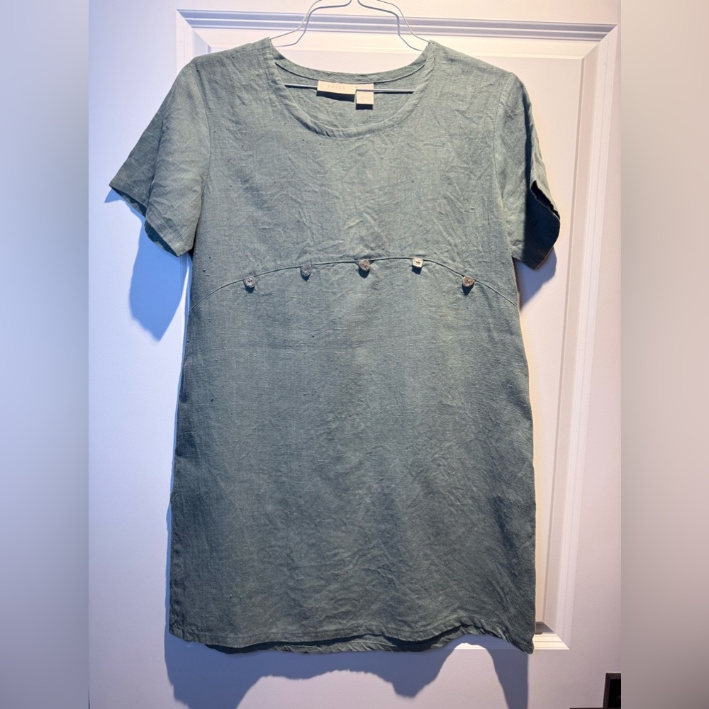 J.Jill USA 100% Linen Tunic Dress Lagenlook Cottagecore Beach Minimalist PM